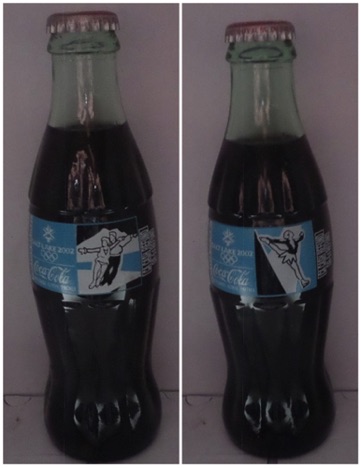 € 20,00 Coca Cola 2 flessen Slat lake city kunstschaatsen nrs. 1420, 1536